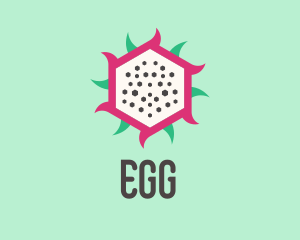 Grocer - Hexagon Dragon Fruit Slice logo design
