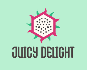 Juicy - Hexagon Dragon Fruit Slice logo design