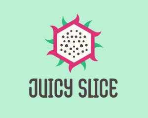 Hexagon Dragon Fruit Slice  logo design