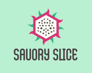 Hexagon Dragon Fruit Slice  logo design