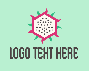 Juicy - Hexagon Dragon Fruit Slice logo design