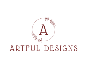 Maroon Floral Wreath  logo design