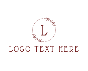 Alphabet - Maroon Floral Wreath logo design