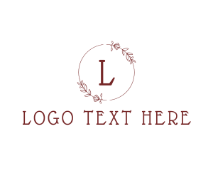 Maroon Floral Wreath  Logo