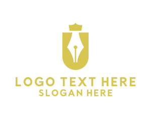 Gold Shield - Royal Letter U logo design