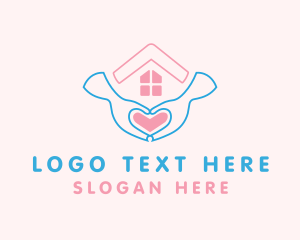 Roof - Hand Heart House logo design