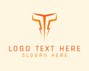Zeus - Orange Electric Letter T logo design
