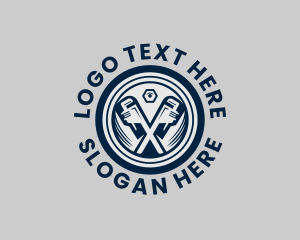 Hex Nut - Pipe Wrench Plumber logo design