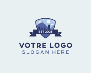 Ribbon - Mountain Travel Shield logo design