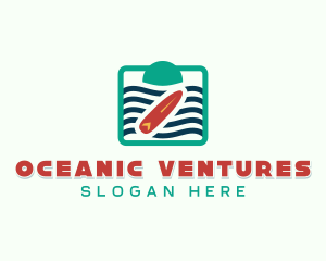 Surfing Beach Wave  logo design