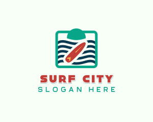 Surfing Beach Wave  logo design