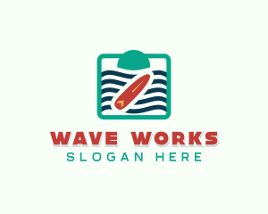 Surfing Beach Wave  logo design