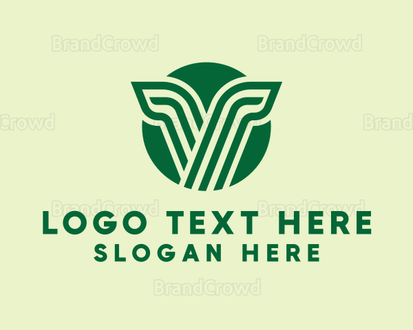 Green Seedling Letter V Logo