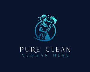 Housemaid Cleaning Lady logo design