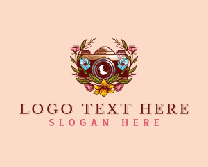 Vlogging - Floral Camera Photography logo design