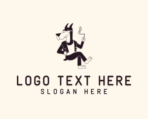 Veterinarian - Cigarette Smoking Dog logo design