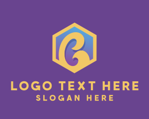 Ocean Park - Curly Hexagon Letter C logo design
