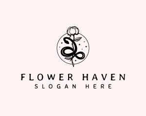 Snake Rose Flower logo design