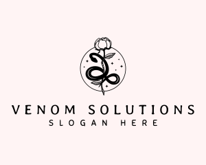 Snake Rose Flower logo design