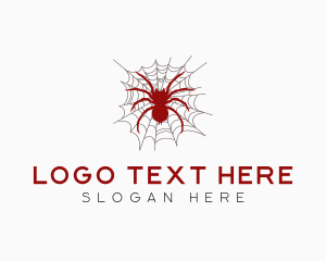 Spooky - Tarantula Spider Cobweb logo design