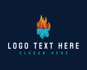 Freezer - Flame Fire Iceberg logo design