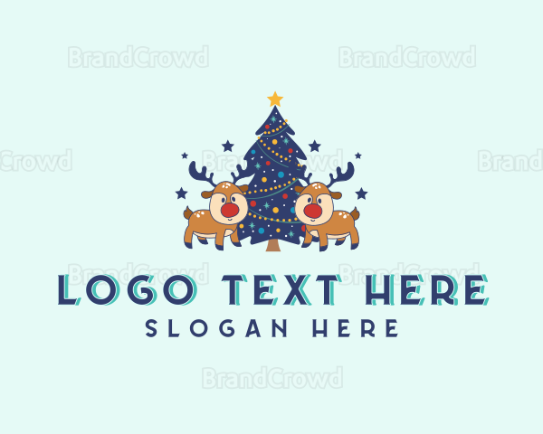 Holiday Christmas Reindeer Logo