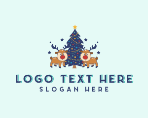 Christmas Tree - Holiday Christmas Reindeer logo design