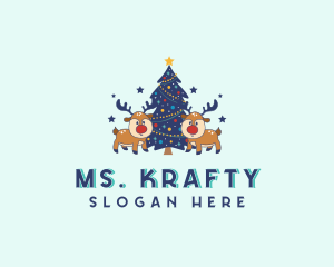 Merry - Holiday Christmas Reindeer logo design