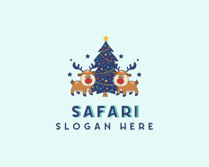 Sleigh - Holiday Christmas Reindeer logo design