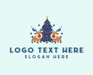 Sled - Holiday Christmas Reindeer logo design