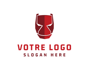 Red Robot - Robot Helmet Mask logo design