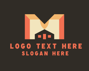 3d - Home Window Letter M logo design