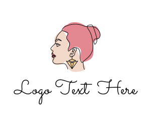 Gemstone - Jewel Earrings Lady logo design