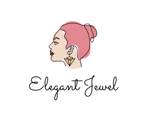 Jewel Earrings Lady logo design