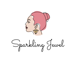 Jewel Earrings Lady logo design