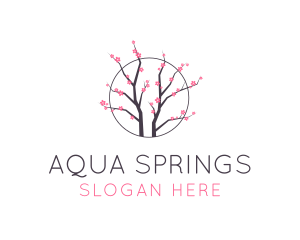 Cherry Blossom Flower Tree logo design