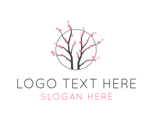 Cherry Blossom Flower Tree Logo