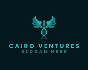  Medical DNA Caduceus logo design