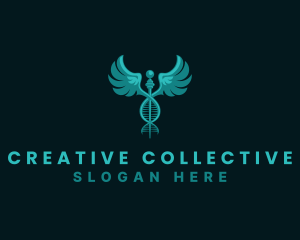  Medical DNA Caduceus logo design