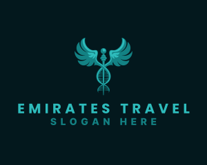  Medical DNA Caduceus logo design