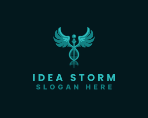  Medical DNA Caduceus logo design