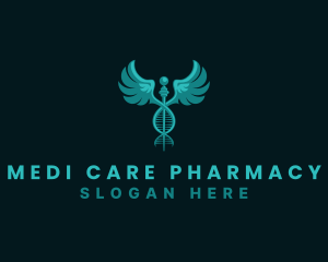  Medical DNA Caduceus logo design