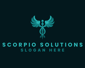  Medical DNA Caduceus logo design