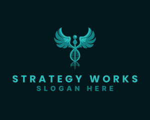  Medical DNA Caduceus logo design