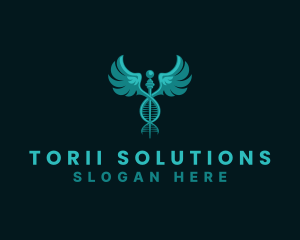  Medical DNA Caduceus logo design