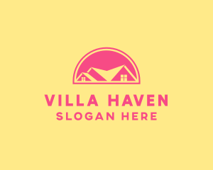 Villa - Pink Residential House logo design