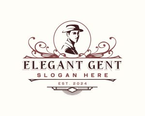 Gentleman Fedora Hat logo design