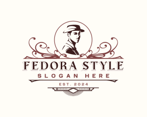 Gentleman Fedora Hat logo design