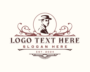 Groom - Gentleman Fedora Hat logo design