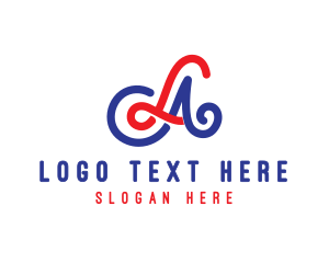 Letter La - American Swirl Stroke logo design